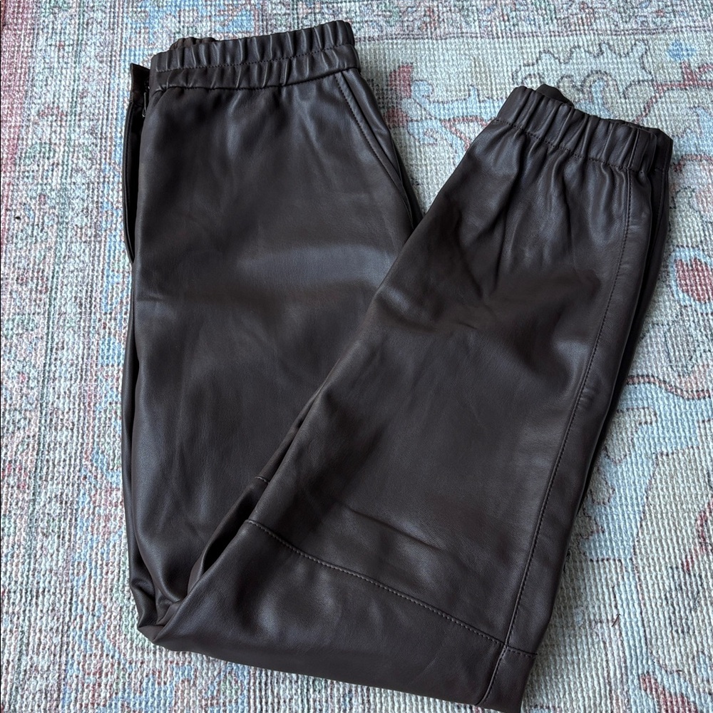 Chocolate Brown Vegan Leather Pants Divine Heritage